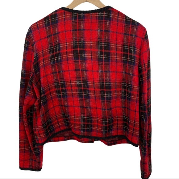 VTG Dani Michaels Red Gold Plaid Cardigan Jacket - Picture 2 of 6